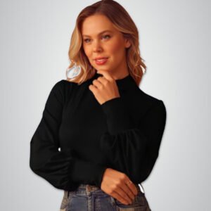 Blusa Gola Alta E Mangas Bufantes