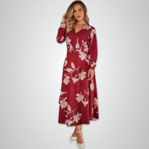 Vestido Longo Decote V Estampado