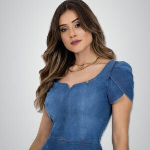 Vestido Jeans Com Detalhe Drapeado