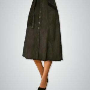 Saia Midi Com Maxi Bolsos E Abotoamento
